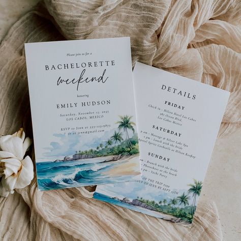 Beach Summer Bachelorette Weekend Itinerary Beach Itinerary, Summer Bachelorette, Itinerary Invitation, Bachelorette Weekend Itinerary, Bachelorette Itinerary, Weekend Itinerary, Beach Bachelorette, Bachelorette Invitations, Bachelorette Trip