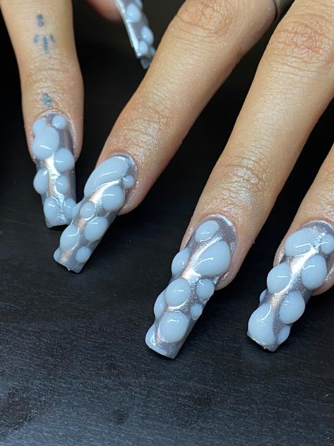 #white #silver #nails #nailart #nailsofinstagram White Silver Nails, Bubble Nails, Silver Nails, Nails Nailart, White Silver, Bubbles, Nail Art, Nails, Silver