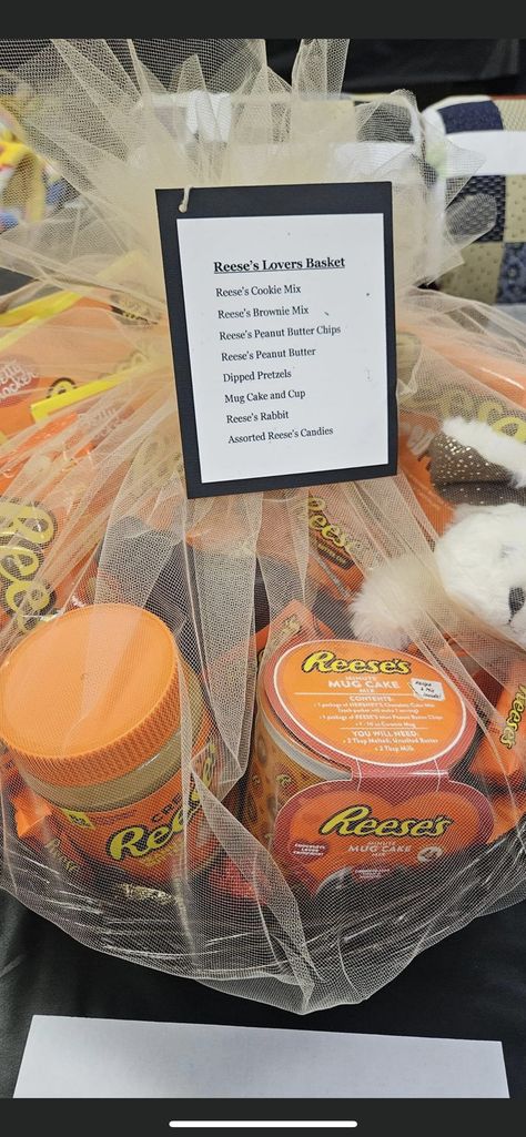 Peanut Butter Gift Basket, Reeses Gift Basket, Reese’s Gift Basket, Reeses Gift Ideas, Peanut Butter Dipped Pretzels, Reeses Brownies, Appreciation Themes, Reeses Cookies, Teacher Appreciation Themes