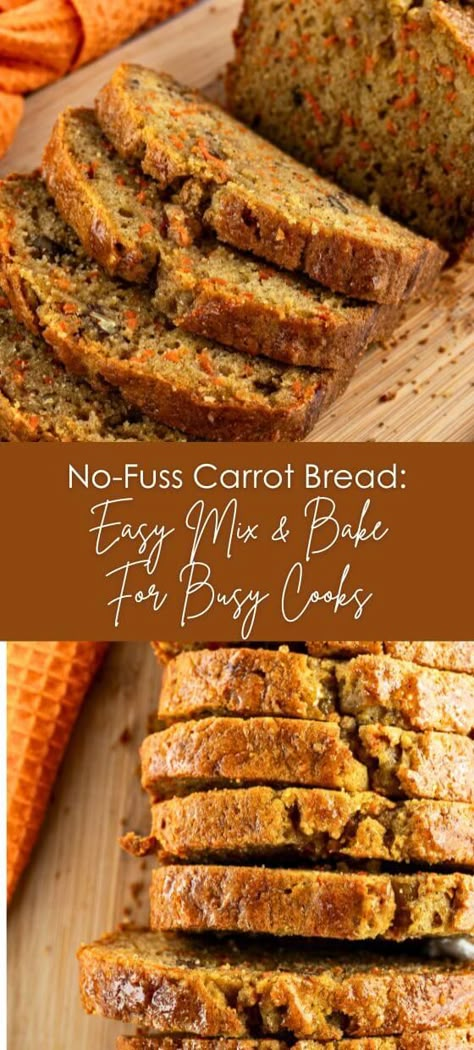 No-Fuss Carrot Bread: Easy Mix & Bake For Busy Cooks Best Carrot Bread Recipe, Carrot Quick Bread Recipes, Carrot Loaf Recipe Healthy, Carrot Quick Bread, Apple Carrot Bread, Sweet Bread Recipes Homemade, Carrot Recipes Dessert, Poppyseed Bread, Carrot Bread Recipe