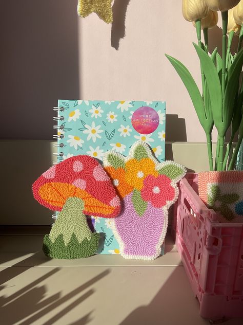 Flower Vase and Mushroom Wall Decor, Handcrafted Wall Decor, Unique Tufted Wall Hanging, Tufted Wall Hanging, Decor for Home - Etsy Canada Mushroom Wall Decor, Punch Wall, Tufted Wall, Wall Decor Unique, Do It Yourself Crafts, Punch Needle Embroidery, Weaving Projects, Wall Hanging Decor, Punch Needle