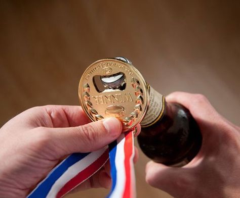 Gold Medal Bottle Opener Beer Olympic, American Beer, Office Gadgets, Olympic Gold Medals, Bottle Top, Beer Festival, Beer Lovers, Gold Medal, Gold Glass