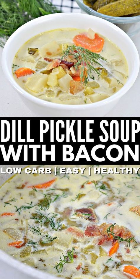 Soup With Turnips, Dill Pickle Soup, Dill Pickle Pasta Salad, Homemade Pickles Dill, Pickle Soup, Stews Recipes, Soup With Bacon, Potato Bacon Soup, Loaded Potato Soup