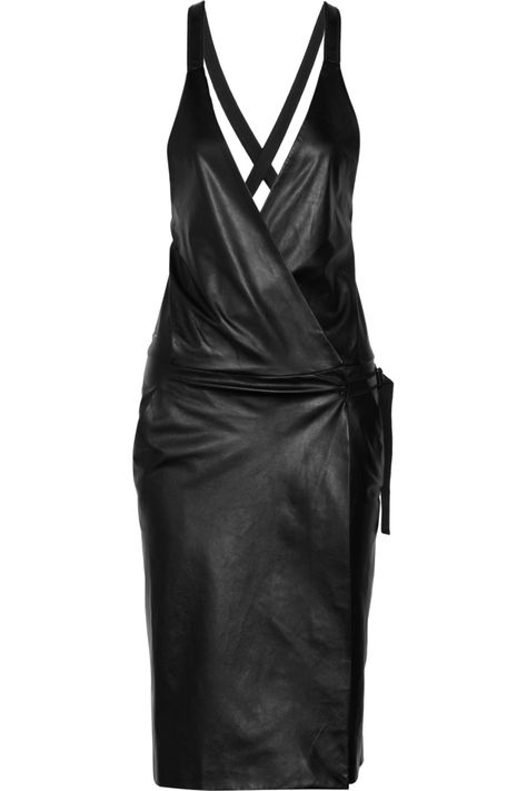 Proenza Schouler Black Leather Dress, Off Shoulder Top, Leather Dresses, Steam Punk, Leather Outfit, Black Wrap Dress, Leather Dress, Corsets, Proenza Schouler