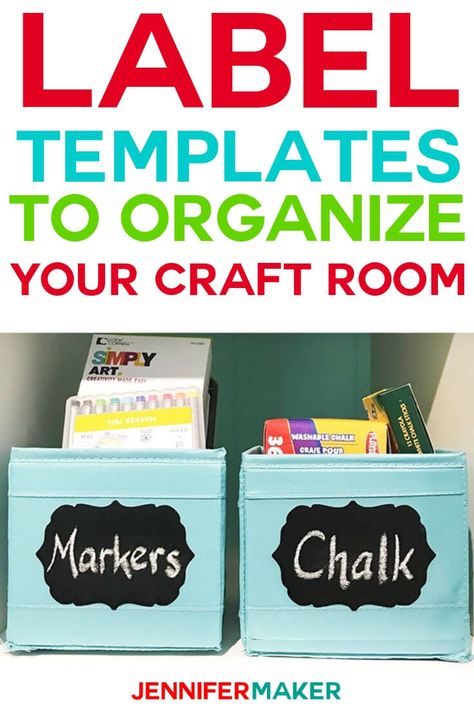 These free label templates will help you organize your craft room (or your house!). Click to download the free files.    #craftroom #cricut #cricutmade #cricutmaker #cricutexplore #svg #svgfile Craft Room Labels, Ultimate Craft Room, Templates Picture, Sewing Closet, Labels Printables, Craft Room Signs, Free Label Templates, Jennifer Maker, Crafting Room