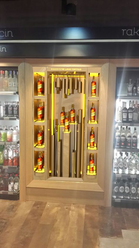 https://www.behance.net/gallery/49081095/Johnnie-Walker-Gold-Label-Stand-Display-Bar-Designs Bar Display Design, Luxury Liquor Display, Alcohol Stand Design, Merch Stand, Johnnie Walker Green Label, Johnnie Walker Gold, Johnnie Walker Gold Label, Wine Store Design, Wine Shop Interior