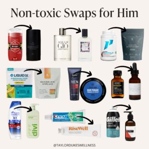 The Best Non-toxic Lifestyle Swaps: Cleaning, Personal Care, Food & More - Taylor Dukes Wellness Non Toxic Food Swaps, Nontoxic Swaps, Non Toxic Food, Mens Products, Toxin Free Living, Healthy Hormones, Detox Bath, Toxic Foods, Food Swap