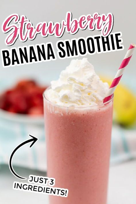 Strawberry Banana Smoothie No Yogurt, Frozen Strawberry And Banana Smoothie, No Yogurt Smoothie, Smoothies With Frozen Fruit, Strawberry Banana Smoothie With Yogurt, Smoothie No Yogurt, Banana Smoothie With Yogurt, Strawberry Smoothie Without Yogurt, Easy Strawberry Banana Smoothie