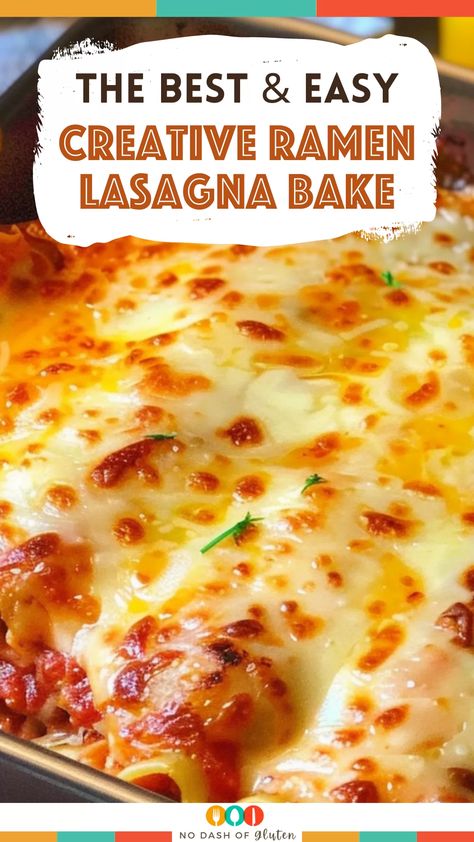 If you love lasagna but need something fun and quick, try this Creative Ramen Lasagna Bake! With layers of tomato sauce, mozzarella, and parmesan, this easy dish comes together in just minutes. Perfect for busy weeknights or when you’re looking to put a twist on comfort food. Make sure to pin this recipe for later and impress your family with this cheesy, delicious bake! Ramon Noodles Lasagna, Ramen Lasagna Recipe Easy, Ramen Lasagna Recipe, Ramen Lasagna, Lasagna Bake, Easy Lasagna Recipe, Traditional Lasagna, Lasagna Noodles, Classic Lasagna