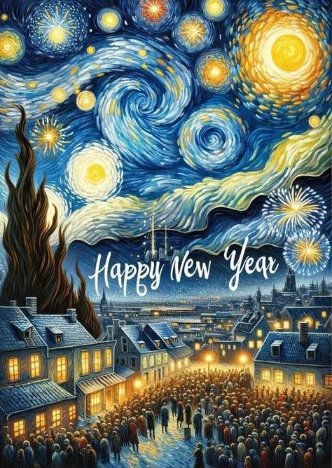 Happy New Year Animation, Happy Birthday Illustration, Happy New Year Pictures, Happy Birthday Art, Happy Birthday Greetings Friends, Funny New Year, Birthday Illustration, Arte Van Gogh, Happy New Year Images