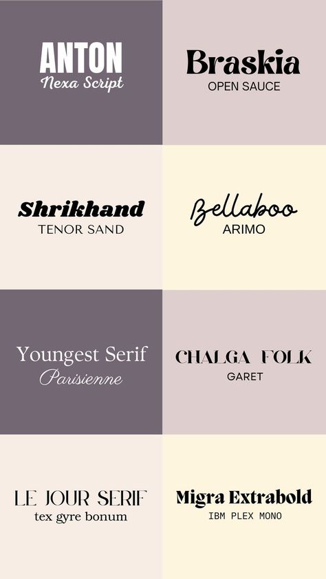 16 fonts on different coloured backgrounds Bold Font Canva, Free Canva Font Pairings, Canva Font Combinations, Web Design Font, Top Free Fonts, Font Love, Modern Fonts Free, Free Handwritten Fonts, Canva Font