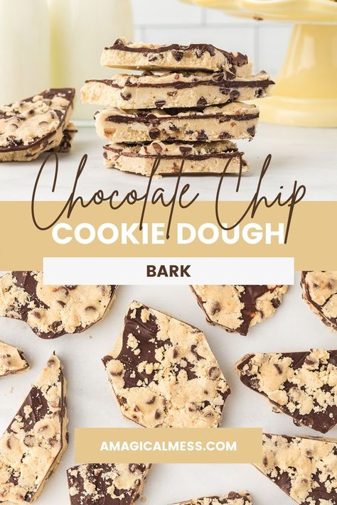 Chocolate Bark Candy, Cookie Dough Bark, Candy Bark Recipes, Bark Candy, Easy Cookie Dough, Edible Cookie Dough Recipe, No Bake Cookie Dough, Chocolate Bark Recipe, Best Chocolate Chip Cookies Recipe