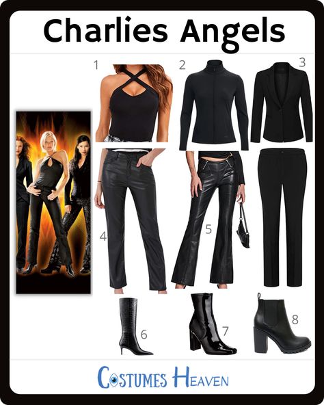 Are you ready to catch criminals and give them a severe lesson? Show your spectacular maneuvers and oozing charm with the Charlie’s Angels costume this Halloween. #charliesangels #cosplay #halloweencostume #costumesheaven Charlie’s Angels 2000 Costume, Charlie Angels Outfits, Charlis Angels Halloween Costumes, Charlie’s Angles Costumes, Charlie’s Angles Halloween Costume, Charles Angels Costume, Charlie’s Angel’s Costume, Charles Angles Halloween Costume, Charlie's Angels Halloween Costume