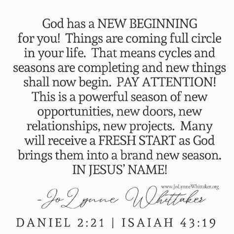 Jolynne Whittaker, Prophetic Word, A New Beginning, Thank You Lord, Small Talk, New Beginning, New Relationships, Fresh Start, Quotes About God