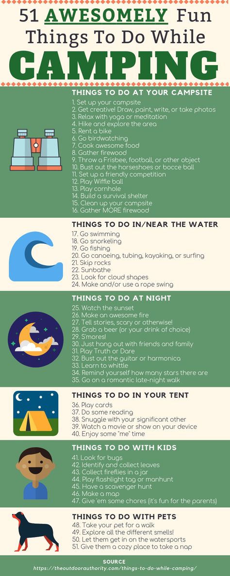 Things To Do While Camping, Camping Things, Camping 101, Camping Diy, Camping Inspiration, Camping Hacks Diy, Family Camping Trip, Camping Checklist, Camping Games