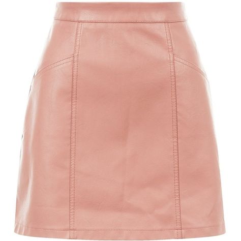 New Look Shell Pink Leather-Look Seam Trim Mini Skirt featuring polyvore women's fashion clothing skirts mini skirts shell pink summer mini skirts mini skirt pink miniskirt evening skirts holiday skirts Pink Miniskirt, Pink Leather Skirt, Short Summer Skirts, Cocktail Skirts, Skirts Short, Holiday Skirts, Fotografi Digital, Evening Skirts, Red Mini Skirt