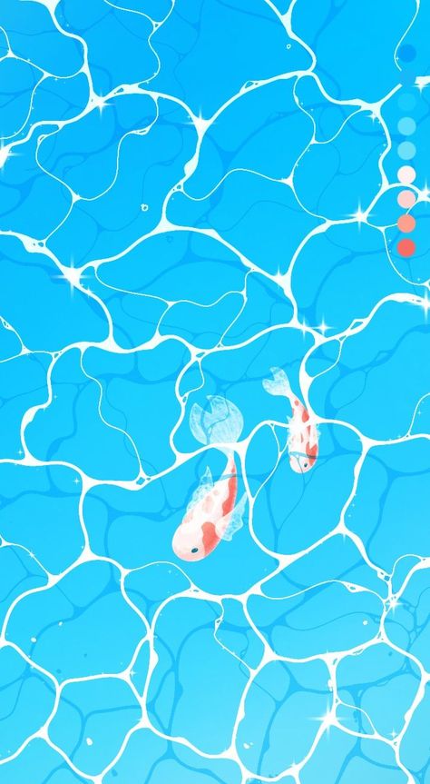 Koi Fish Wallpaper, Fish Wallpaper, Complementary Colors, Koi Fish, Color Theory, Koi, Digital Painting, Primary Colors, Swimming