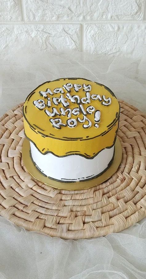 Birthday Cake For Uncle, Cute Cake Ideas Aesthetic, Cake Ideas Aesthetic, Birthday Cake Art, Cake Minimalist, Korea Cake, Comic Cake, Cute Cake Ideas, Cake 2023