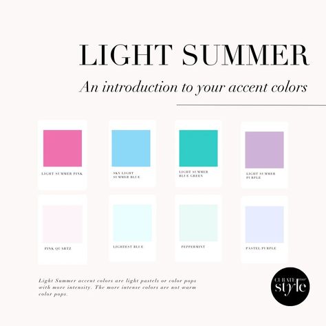 Summer Colour Palette Outfits, Light Summer Hair, Light Summer Colors, Light Summer Makeup, Light Summer Style, Color Palette Light, Light Summer Palette, Color Analysis Summer, Summer Colour Palette