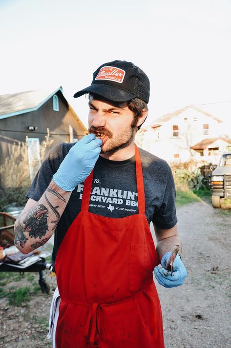 Former La Barbecue Pitmaster Dylan Taylor Wants to Open His Own Smokehouse Grill Photoshoot, Barbecue Photography, Bbq Photography, Man Grilling, Bbq Business, Chef Photography, Bbq Meats, Art Direction Advertising, Texas Barbecue