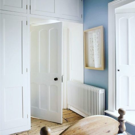 Dulux Blue Paint, Powder Blue Sofa, Farrow And Ball Lulworth Blue, Dulux Blue, Lulworth Blue, Parma Gray, Wimborne White, Lulworth Cove, Faux Window