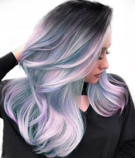 Colored Hair For Blondes, Long Curly Hair Dyed, Pop Of Color Hair, Dyed Hairstyles, Blond Rose, Oc Stuff, Cosplay Hair, Lavender Hair, Hair 2024