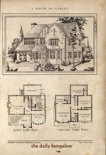 Andrew Charles Borzner::1928 Beautiful Homes | Flickr - Photo Sharing! Vintage House Plans 1930s, Sims Blueprints, Vintage Floor Plans, English Cottages, Sims 4 House Plans, Vintage House Plans, Vintage Architecture, Sims House Plans, 3d Floor