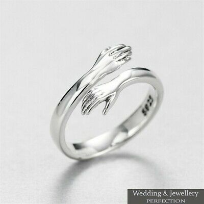 925 Sterling Silver Plated Love Hug Ring - Adjustable. Colour: Silver. Harry Potter Ring, Engagement Finger, Hug Ring, Hand Rings, Hand Ring, Love Hug, Color Ring, Love Ring, Open Ring