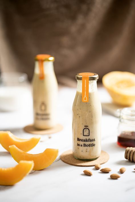 Breakfast in a Bottle - Smoothie Food Photography on Behance Mango Products, Bottled Coffee, Milk Photography, Aesthetic Health, Tattoo Health, Bottle Drink, Juice Branding, Children Health, Drinks Packaging Design