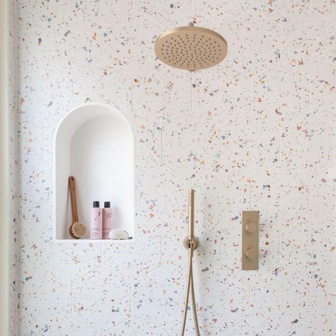 Terrazzo Tiles Bathroom, Terrazzo Bathroom Tiles, Bathroom Terrazzo, Terrazzo Decor, Terrazzo Wall, Terrazzo Bathroom, Pink Terrazzo, White Terrazzo, Terrazzo Tiles