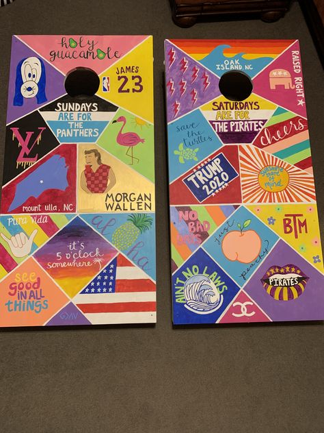 Custom Painted Cornhole Boards, Painted Corn Hole Boards Ideas, Frat Cornhole Boards, Custom Corn Hole Boards, Diy Cornhole Boards Paint, Cornhole Boards Painting Ideas, Cornhole Design Ideas, Diy Cornhole Boards Designs, Painting Cornhole Boards Designs