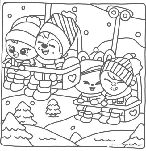 Skz Coloring Pages, Skzoo Painting, Skzoo Coloring Pages, Stray Kids Coloring Page, Skzoo Drawing, Mc Wallpaper, Bobbie Goods, Cute Origami, Kid Coloring Page