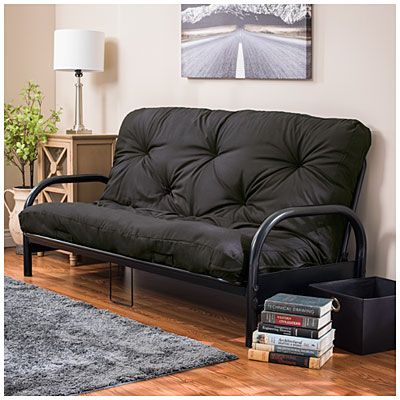 Black Futon Frame With Black Futon Mattress Set at Big Lots. Futon Diy, Black Futon, Futon Makeover, Small Futon, Ikea Futon, Metal Futon, Best Futon, Queen Futon, Diy Futon