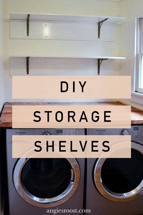 Transform your small laundry room into a functional space with these easy DIY storage shelves! Our easy step-by-step tutorial on the blog shows you how to build sturdy shelves that can hold laundry essentials and more. Maximize your space and keep your laundry room organized with this simple and affordable project. Head over to our blog now to get started and browse other small laundry room ideas. Build Laundry Room, Diy Laundry Room Shelves, Organize Laundry, Ikea Hack Storage, Utility Room Storage, Diy Laundry Room, Small Laundry Room Ideas, Small Utility Room, Diy Storage Shelves