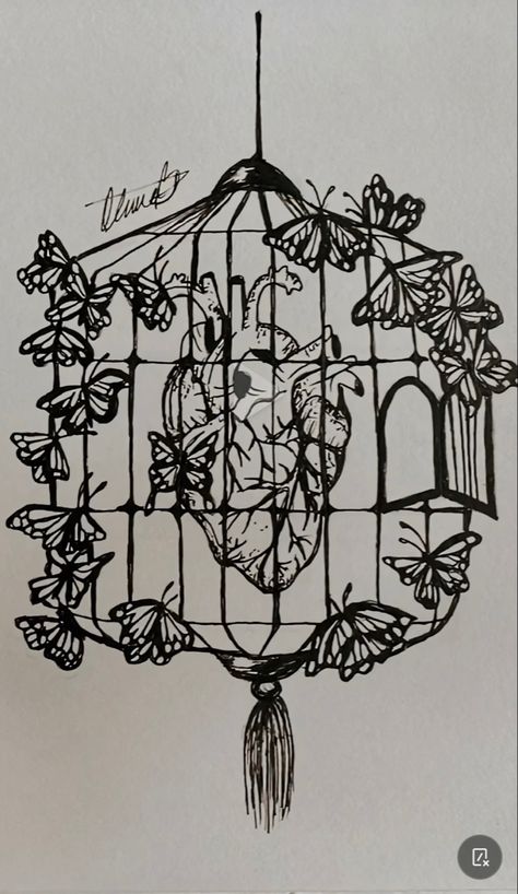 Cage Tattoo, Butterfly Cage, Cage Tattoos, Heart Art, Body Mods, Heart Tattoo, Butterfly Tattoo, Cute Tattoos, Tattoos And Piercings