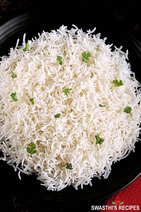 Basmati Rice Recipe, How to Cook Basmati Rice via @swasthi Egg Fried Rice Recipe Easy, Basmati Rice Recipe, Curd Rice Recipe, Basmati Rice Recipes, Fried Rice Recipe Easy, Biryani Rice, Cooking Basmati Rice, Indian Rice Recipes, Indian Rice