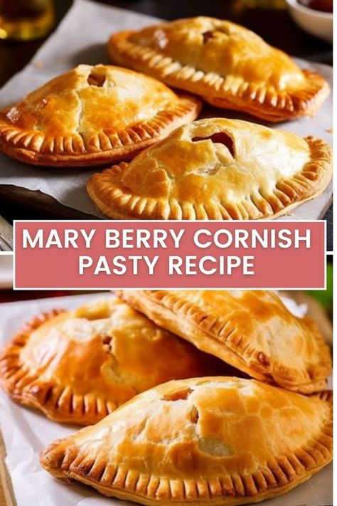 Learn how to make a classic Cornish pasty with this Mary Berry recipe. Filled with beef, potatoes, onions and seasonings, these hand pies are perfect for a hearty meal. Cornish Pasty Recipe British, Cornish Pasty Dough Recipe, Cornish Pasties Recipes, Cornish Beef Pasties, Traditional Cornish Pasty Recipe, Cornish Pasty Recipe, Savory Hand Pies Recipes, Pasty Recipe, English Dishes