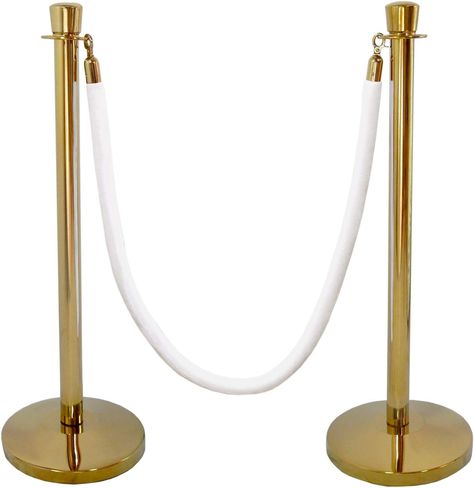 Amazon.com: Gold Taper Top Decorative Rope Safety Queue Stanchion Barrier with Domed Base in 3 pcs Set, VIP Crowd Control (72" White Velvet) : Industrial & Scientific Crowd Control, White Rope, White Velvet, House Interior Decor, Interior Decorating, House Interior, Velvet, White, Gold