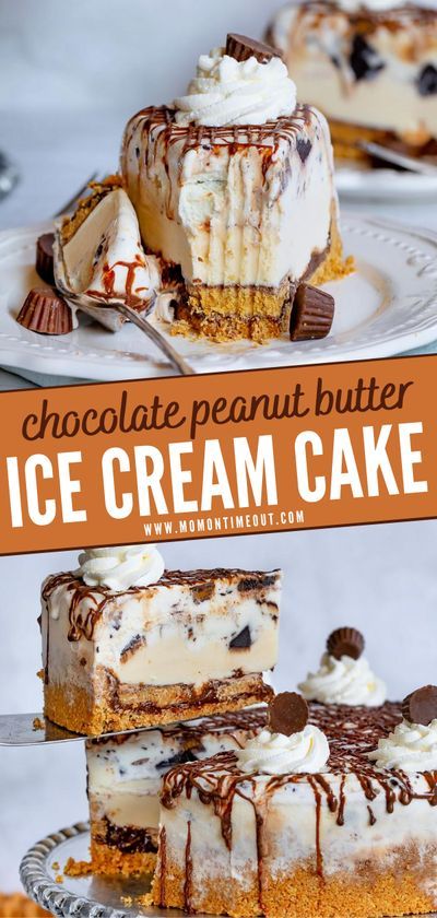 Reese’s Peanut Butter Ice Cream Cake, Nutter Butter Ice Cream Cake, Reese’s Ice Cream Cake, Ice Cream Cake Reeses, I’ve Cream Cake Recipes, Summer Ice Cream Desserts, Ice Cream Cookie Cake, Peanut Butter Ice Cream Cake, Reeses Ice Cream