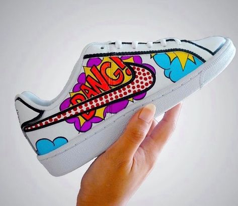 Custom Sneakers Diy, Pop Art Fashion, Custom Painted Shoes, Custom Shoes Diy, Diy Sneakers, Nike Shoes Air Force, Painted Sneakers, Custom Nike Shoes, All Nike Shoes