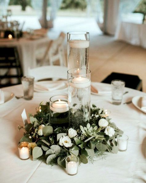 Greenery Wedding Decor Ideas 25+ Ideas | Wedding Forward Greenery Wedding Decor, Candle Wedding Centerpieces, Budget Friendly Wedding, Reception Centerpieces, Wedding Table Flowers, Wedding 2025, בר מצווה, Wedding Centerpieces Diy, Wedding 2024