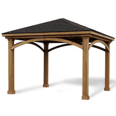 Wood Pergola Kits, Freestanding Pergola, Pergola With Canopy, Stained Cedar, Cedar Posts, Cedar Pergola, Backyard Canopy, Wood Pergola, Backyard Gazebo