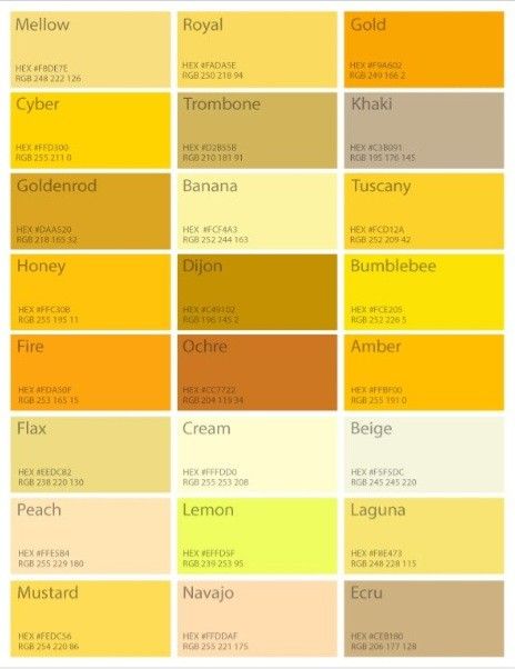 Shades Of Yellow Color, Home Paint Color, Happy Yellow, Hex Color Palette, Color Catalog, Paint Color Schemes, Yellow Home Decor, Yellow Decor, Hex Color Codes