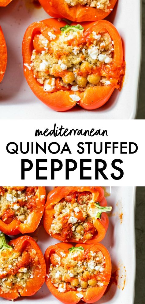 Vegetarian Stuffed Peppers, Quinoa Stuffed Peppers, Mediterranean Quinoa, Easy Quinoa, Harissa Paste, Easy Mediterranean Diet Recipes, Bell Pepper Recipes, Healthy Sandwiches, Vegetarian Meal