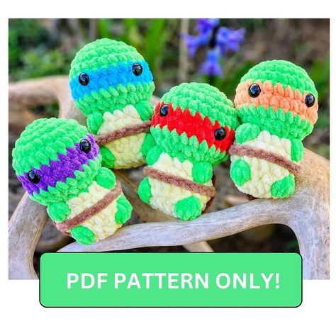 Releasing my Turtle Ninja Pattern, finally!! 💚 Available on my Etsy shop! It’s low sew and beginner friendly ❤️ Link in my bio 💚 #crochet #amigurumi #handmade #crochetinspo #crochetinspiration #crochetlove #crochetaddict #shopsmall #crochetplushies #handmadeplushies #yarnlover #amigurumilove #crochettoys #handmadetoys #amigurumiplush #crochetgifts #handmadegifts #crochetplush #handmadeplushie #amigurumidoll #crochetdoll #amigurumicrochet #yarnlove #plushiesofinstagram #crochetpattern #ninjat... Ninja Crochet, Crochet Booth, Nerdy Crochet Patterns, Crochet Stuffy, Diy Crochet Animals, Nerdy Crochet, Turtle Ninja, Boy Crochet Patterns, Turtle Crochet