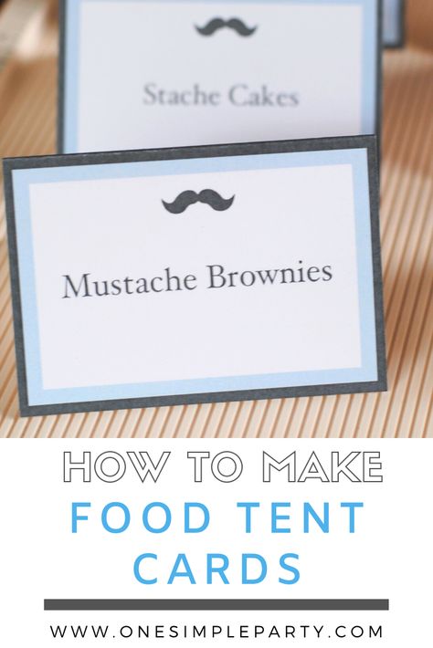 Love food tent cards, but not sure how to make them.  Food tent cards are perfect for labeling party foods, using as place cards or activity labels.  heck out this step by step tutorial to make your own food tent cards. #foodtentcards #foodtentcardsdiy #foodtentcardstemplate Labels For Food At Party, Table Tent Template, Tie Food, Cocktail Party Food, Party Food Labels, Food Tags, Make Food, Food Tent, Fancy Cookies