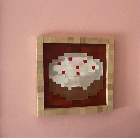 Minecraft Cake Pixel Art, Minecraft Picture Frame, Minecraft Painting Grid, Minecraft Painting Ideas On Canvas, Minecraft Canvas Painting Diy, Minecraft Frame, Minecraft Painting Pixel Art, Minecraft Item Frame, Minecraft Painting Template