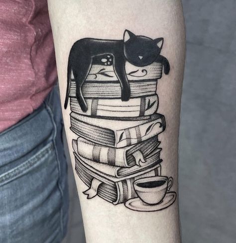 Literature Tattoos, Bookworm Tattoo, Book Inspired Tattoos, Reading Tattoo, Literary Tattoo, Book Lover Tattoo, Tea Tattoo, Bookish Tattoos, Rose Shoulder Tattoo