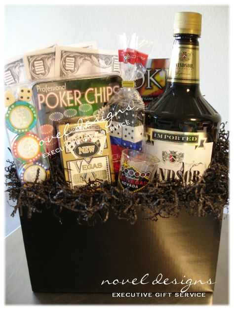 Casino Themed Gift Baskets, Poker Gift Basket, Vegas Gift Basket, Liquor Basket, Las Vegas Gift Basket, Alcohol Basket, Basket Raffle, Game Basket, Auction Gift Basket Ideas