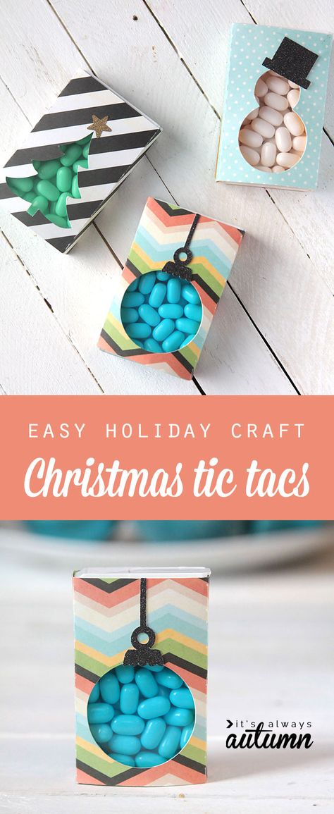 what a cute idea for gifts for the kids' friends or neighbors! Christmas tic tacs Wraps Easy, Easy Holidays Crafts, Inexpensive Christmas Gifts, Inexpensive Christmas, Cute Gifts For Friends, Silhouette Christmas, Holiday Craft, Holiday Crafts Christmas, Christmas Gifts For Friends